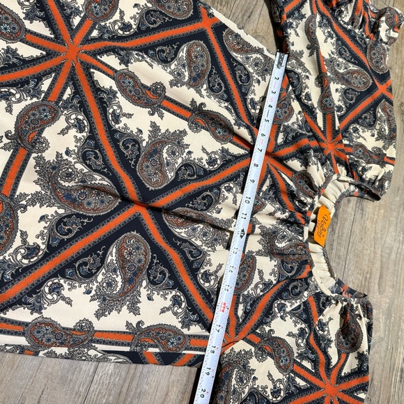 Voom by Joy Han Southwestern Paisley Printed Bohemian Sun Dress Ruffled Sleeves - Picture 12 of 14